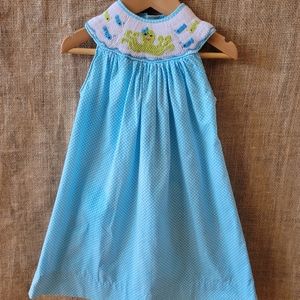 Marjorie's Daugher Turquoise Dot Smocked Octopus Dress -18 months